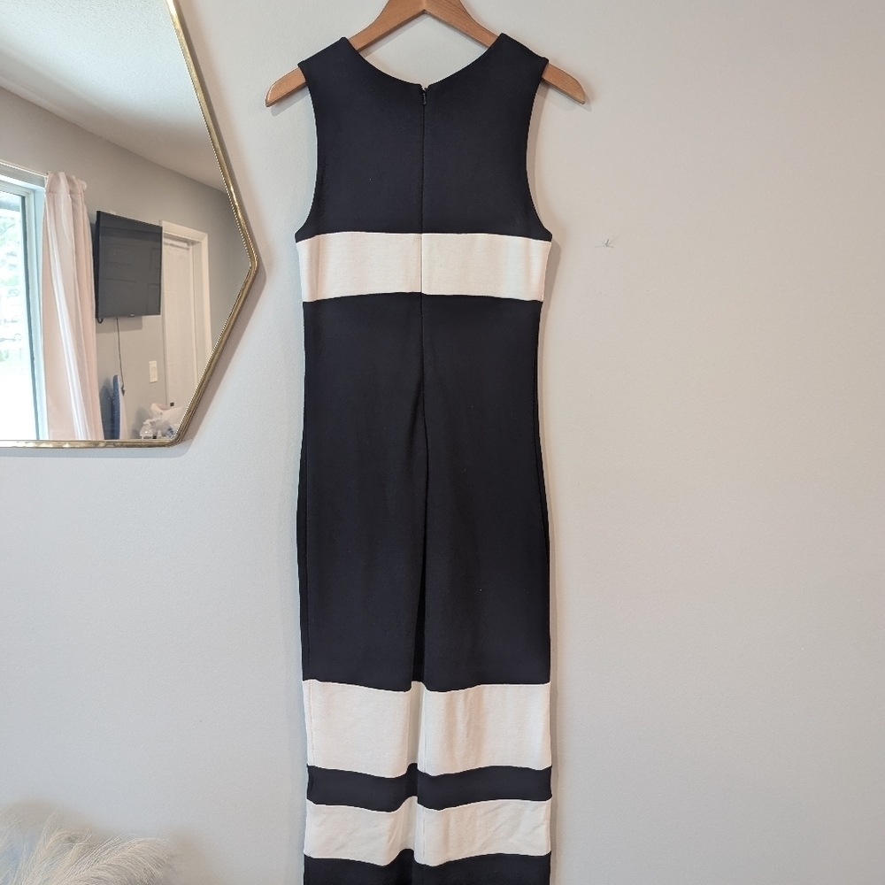 Hobbs London navy and white full length sleevless dress sz. 4 - Picture 2 of 5